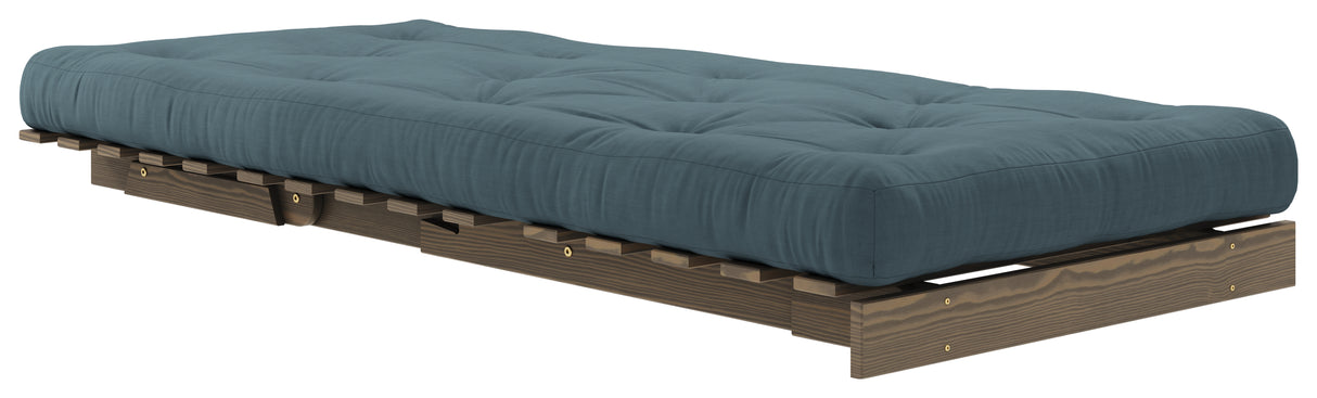 Roots 90 Sovesofa, Brun lakeret fyrretræ, Petrol Blue - Unoliving.com