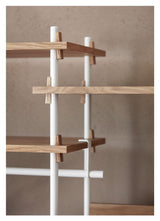 Shelving System, 2 fag, 7 hylder, H:115, Eg/Hvid - Unoliving.com