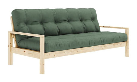 Knob Sovesofa, Lakeret fyrretræ, Olive Green - Unoliving.com