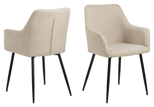 Lizzy, spisebordsstol m/armlæn - beige - Unoliving.com