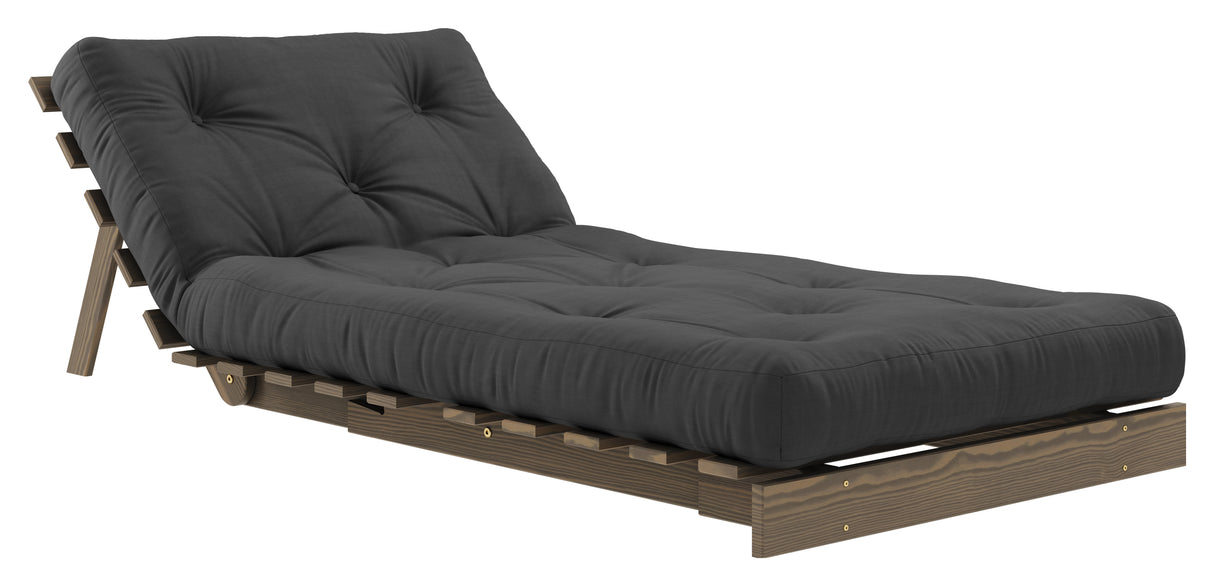 Roots 90 Sovesofa, Brun lakeret fyrretræ, Dark Grey - Unoliving.com