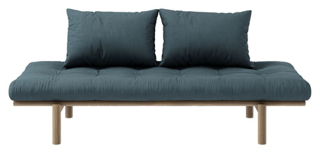 Pace Daybed Sovesofa, Brun lakeret fyrretræ, Petrol Blue