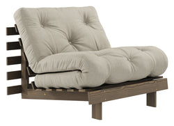 Roots 90 Sovesofa, Brun lakeret fyrretræ, Linen