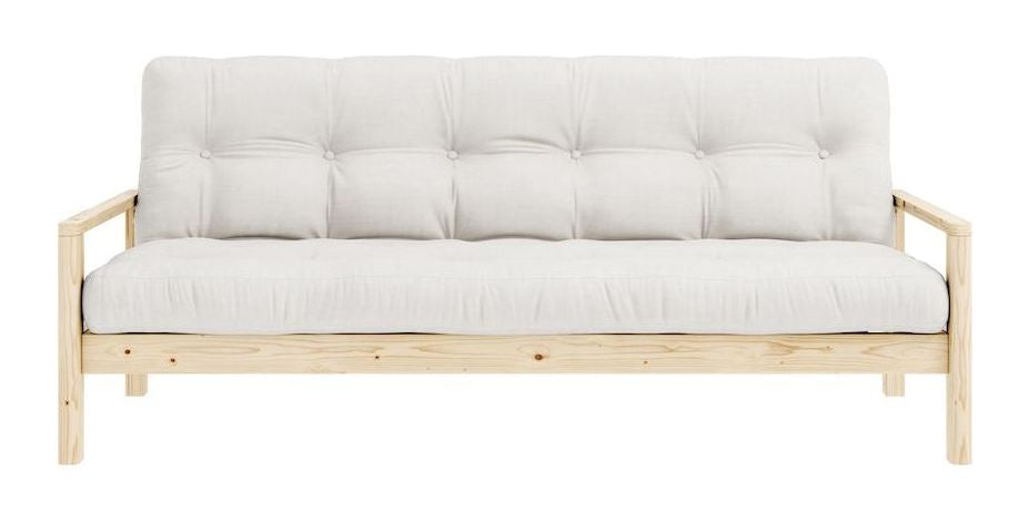 Knob Sovesofa, Lakeret fyrretræ, Offwhite - Unoliving.com