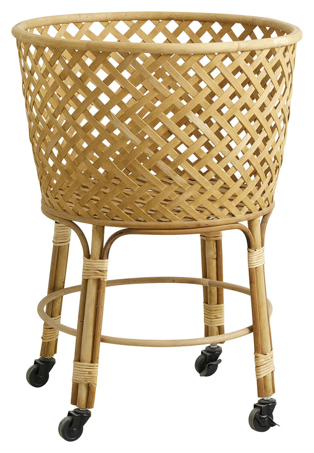 Nordal ARVI Kurv m/hjul - Bambus/Rattan, Ø57,5 - Unoliving.com