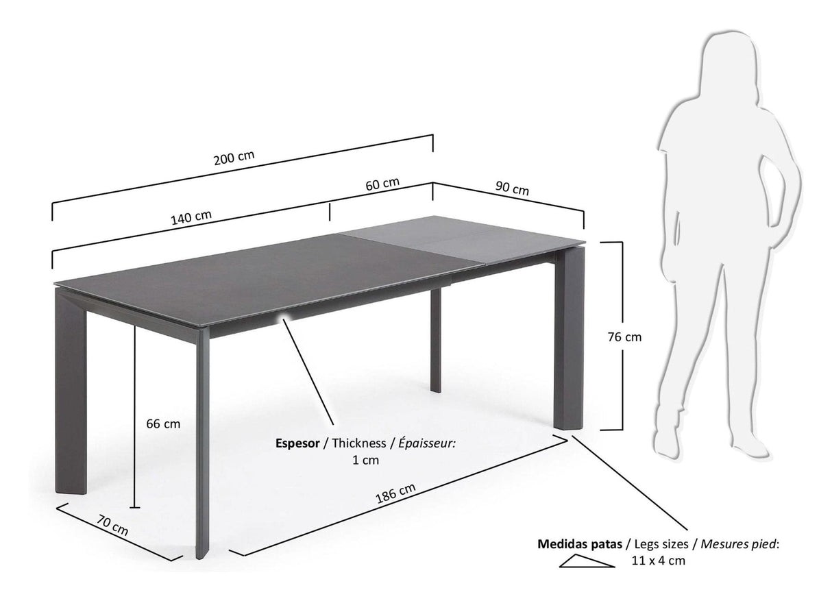 AXIS, Spisebord 140/200cm, grå - UNOLIVING.COM