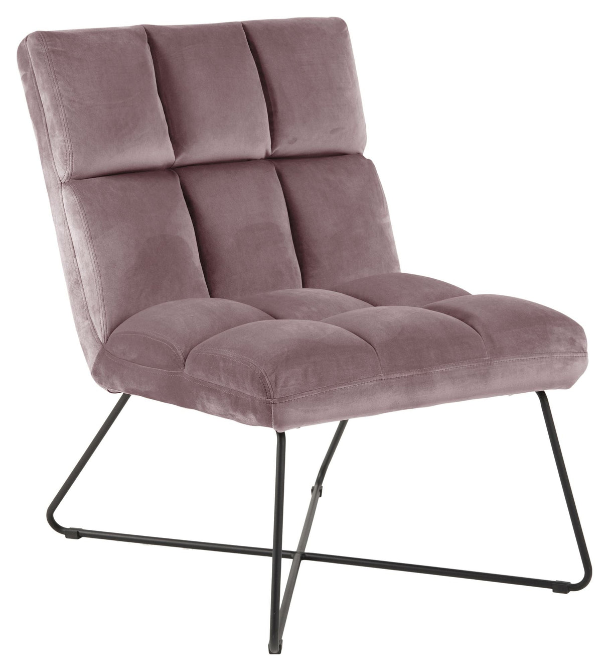 Alba Loungestol, Dusty rose velour/Mat sort - UNOLIVING.COM