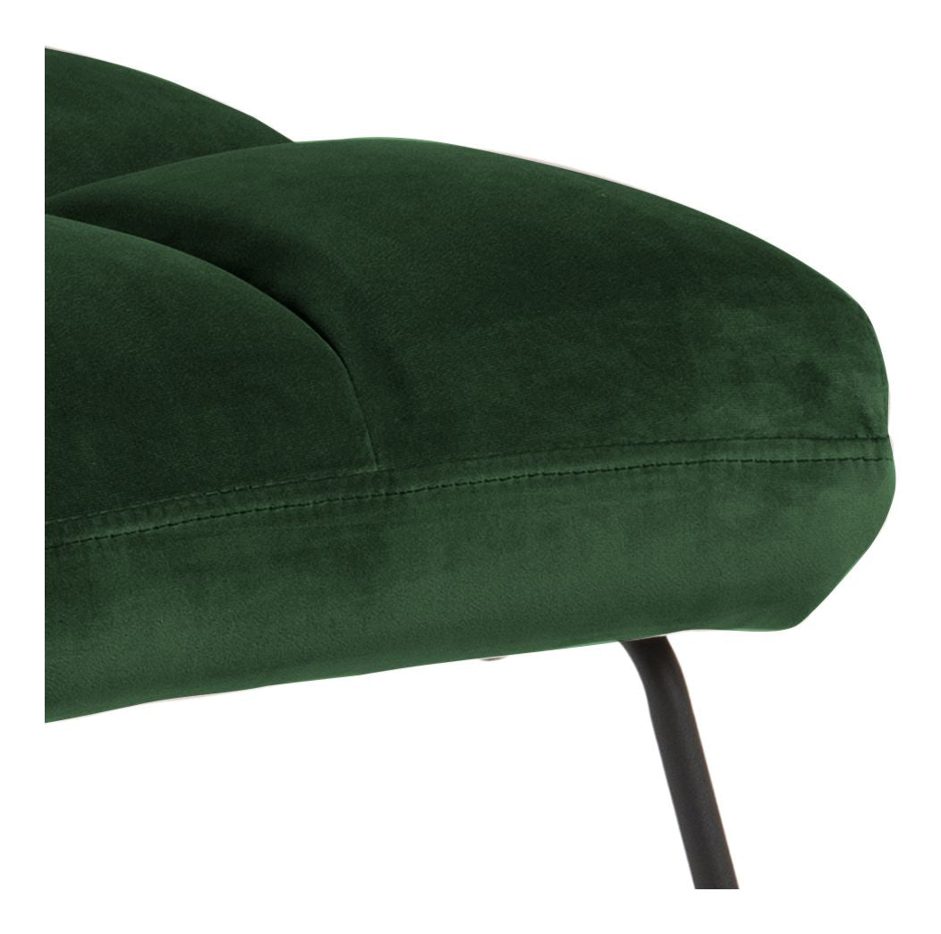 Alba Loungestol, Forest green velour/Mat sort - UNOLIVING.COM