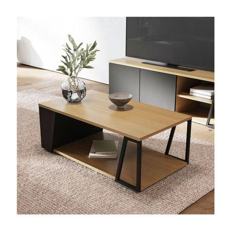 Albi Sofabord, Lys eg/Sort Metal, 100x55x36 - UNOLIVING.COM