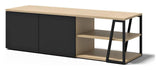 Albi TV - Bord 145, Lys eg/Sort Metal, 145x45x45 - UNOLIVING.COM