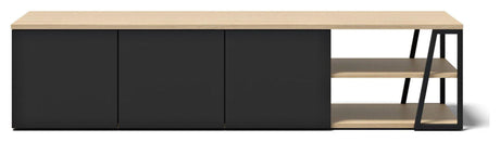 Albi TV - Bord 190, Lys eg/Sort Metal, 190x45x45 - UNOLIVING.COM