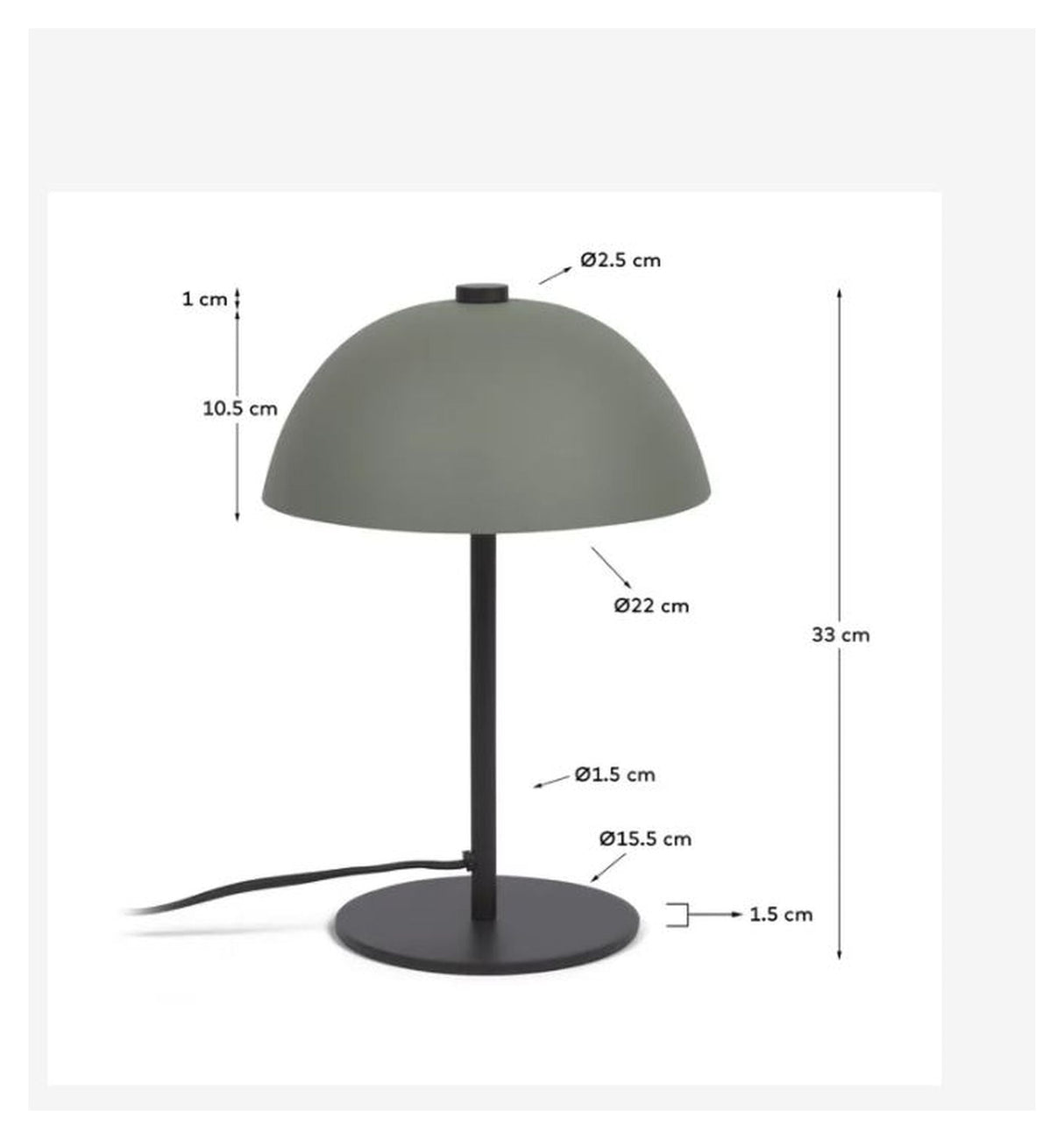 Aleyla Bordlampe m. grøn finish, Metal - UNOLIVING.COM