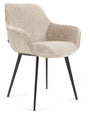 Amira Spisebordsstol, Beige velour chenille - UNOLIVING.COM