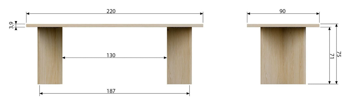 Angle Spisebord 220x90 - Egefinér - UNOLIVING.COM