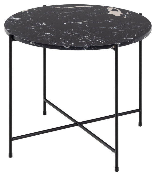 Avila Sidebord, Sort kunst marmor, Ø52x40 - UNOLIVING.COM