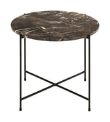 Avila Sidebord i poleret Brun Emperador marmor, Ø52 - UNOLIVING.COM