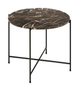 Avila Sidebord i poleret Brun Emperador marmor, Ø52 - UNOLIVING.COM