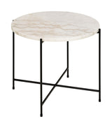 Avila Sidebord i poleret hvid Guangxi marmor, Ø52 - UNOLIVING.COM