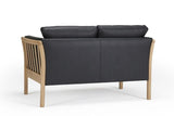 Aya 2 Pers. Sofa Sort læder, Eg - UNOLIVING.COM