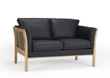 Aya 2 Pers. Sofa Sort læder, Eg - UNOLIVING.COM