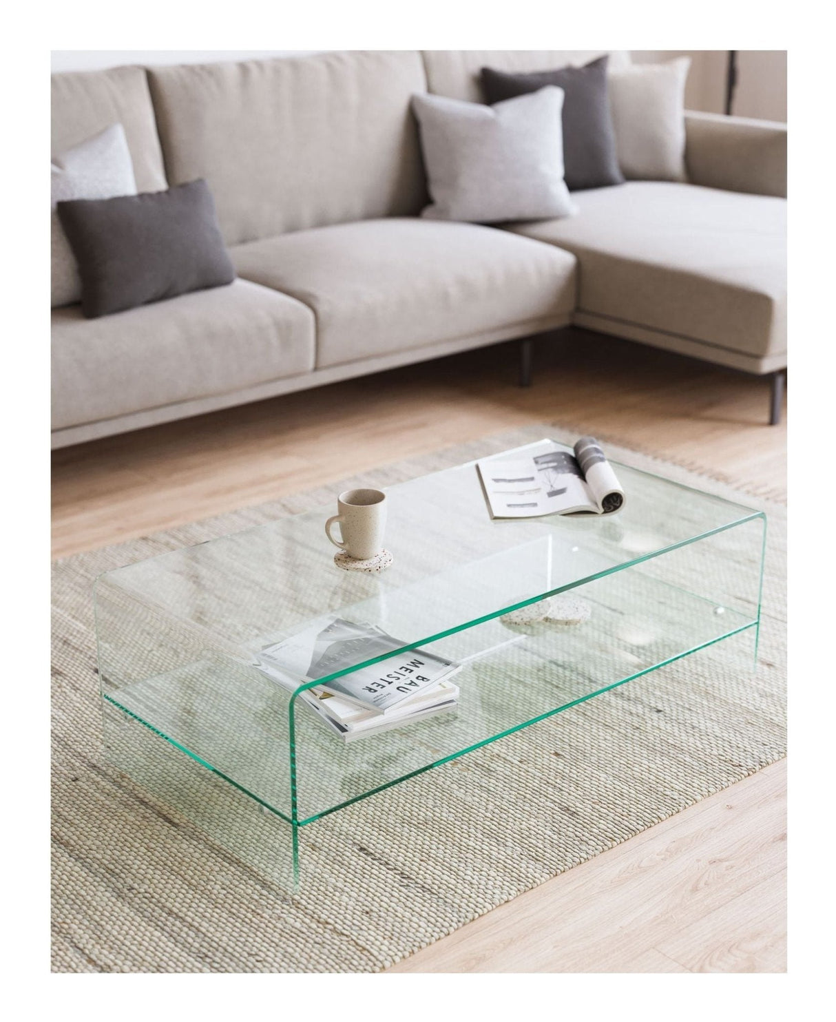 BURANO Sofabord, Hærdet glas, 110x55 - UNOLIVING.COM