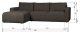 Bar Sofa m. venstrevendt chaiselong, Antracit