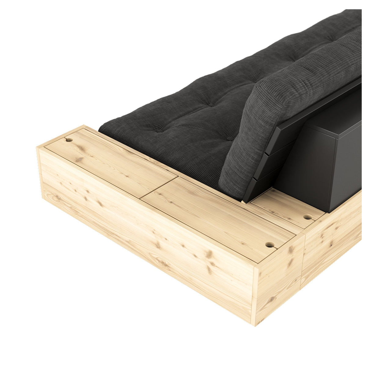 Base Sovesofa m. Sideboxes, Charcoal/sort - UNOLIVING.COM