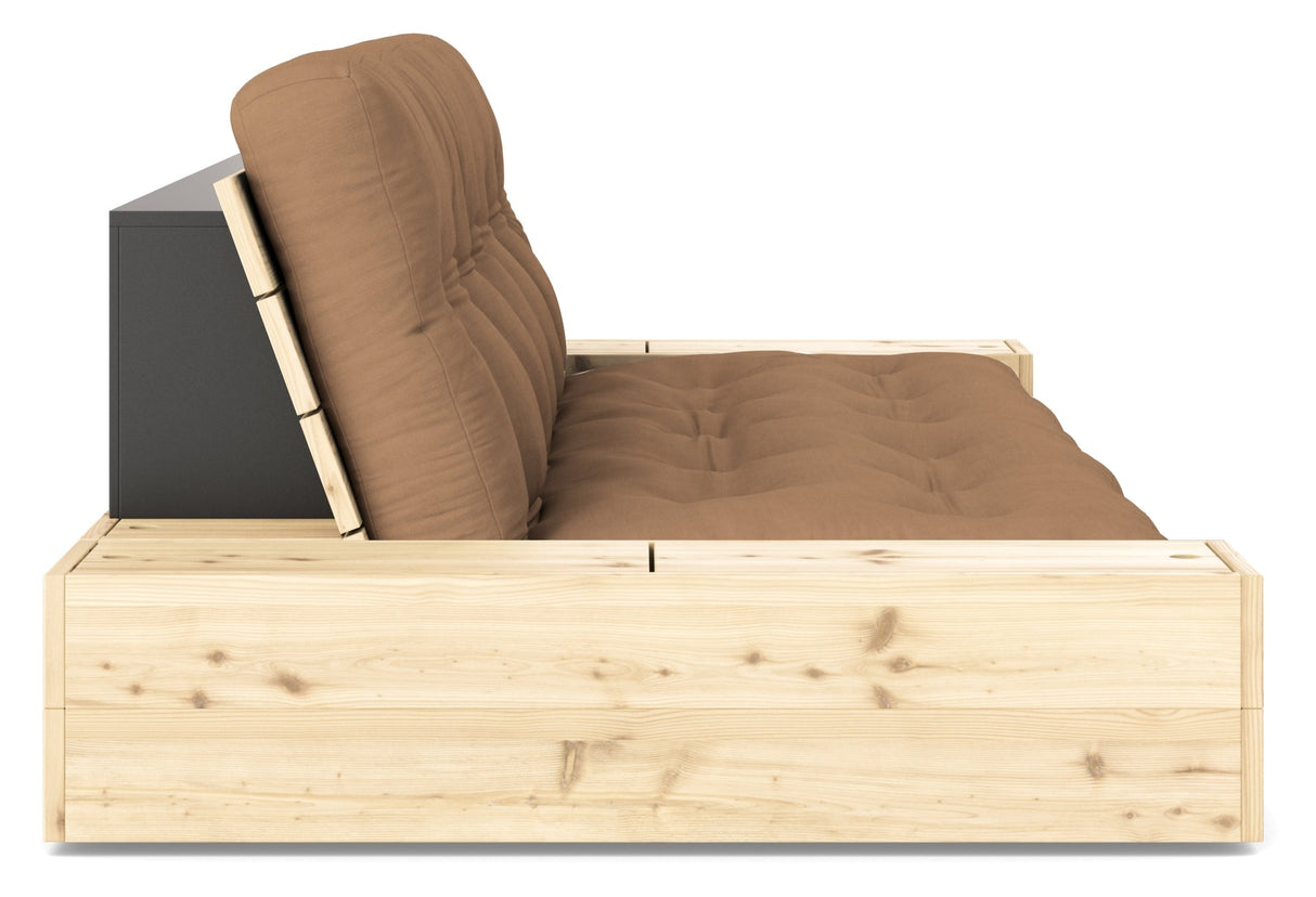 Base Sovesofa m. Sideboxes, Mocca/natur - UNOLIVING.COM