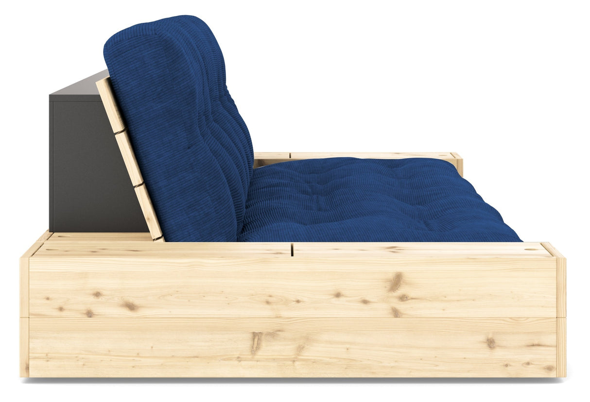 Base Sovesofa m. Sideboxes, Royal Blue/natur - UNOLIVING.COM