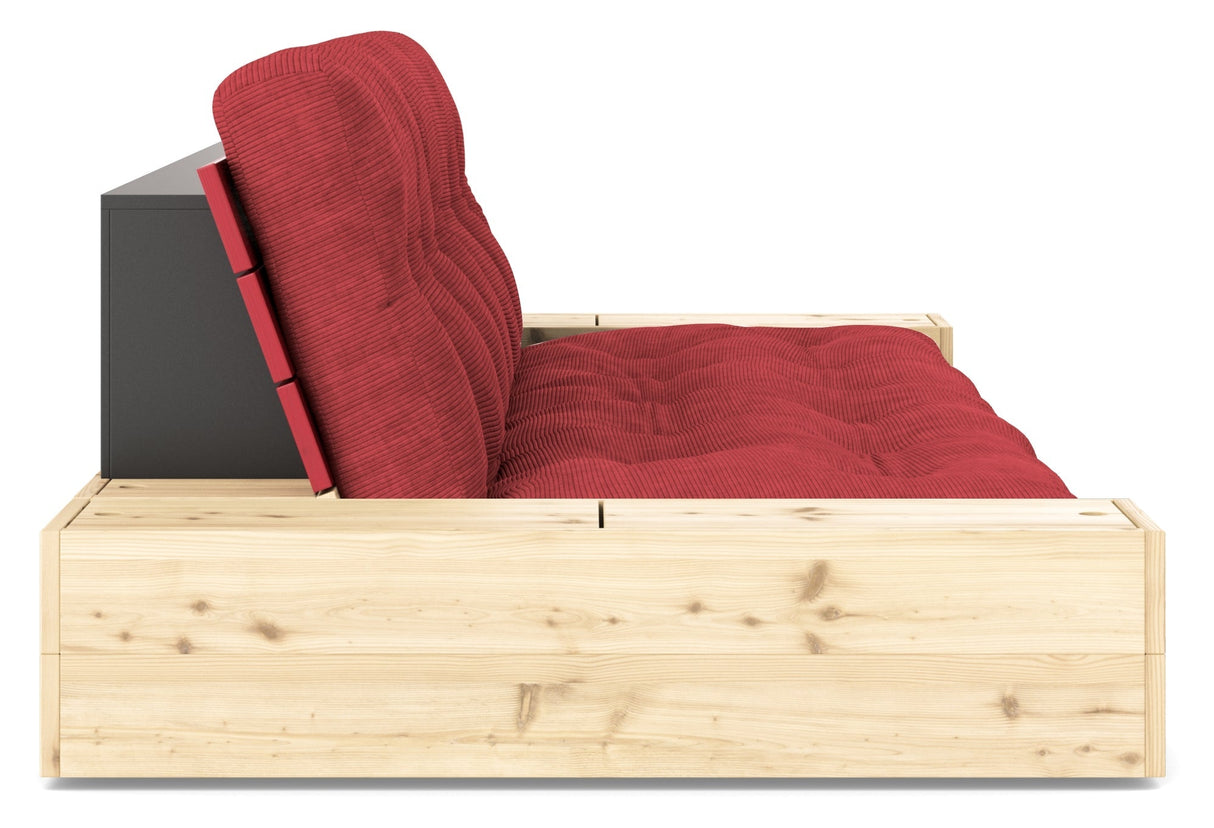 Base Sovesofa m. Sideboxes, Ruby Red - UNOLIVING.COM