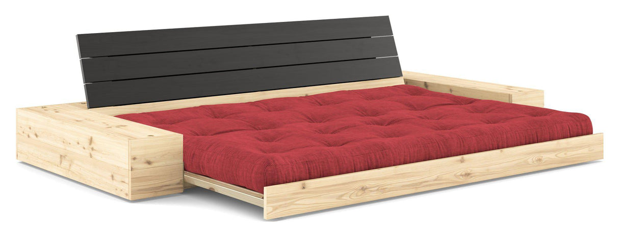 Base Sovesofa m. Sideboxes, Ruby Red/sort - UNOLIVING.COM