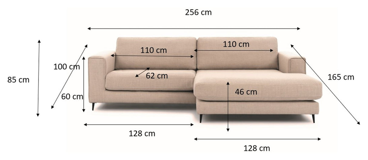 Bernadotte Sofa m. bred chaiselong XL højre, Antracit - UNOLIVING.COM