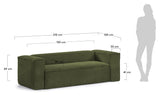 Blok 2 - pers. Sofa, B210, Grøn fløjl - UNOLIVING.COM