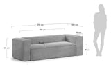 Blok 2 - pers. Sofa Mørk Grå Fløjl - UNOLIVING.COM