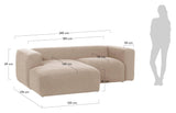 Blok 2 - pers. Sofa m. venstrevendt Chaise Beige Chenille - UNOLIVING.COM