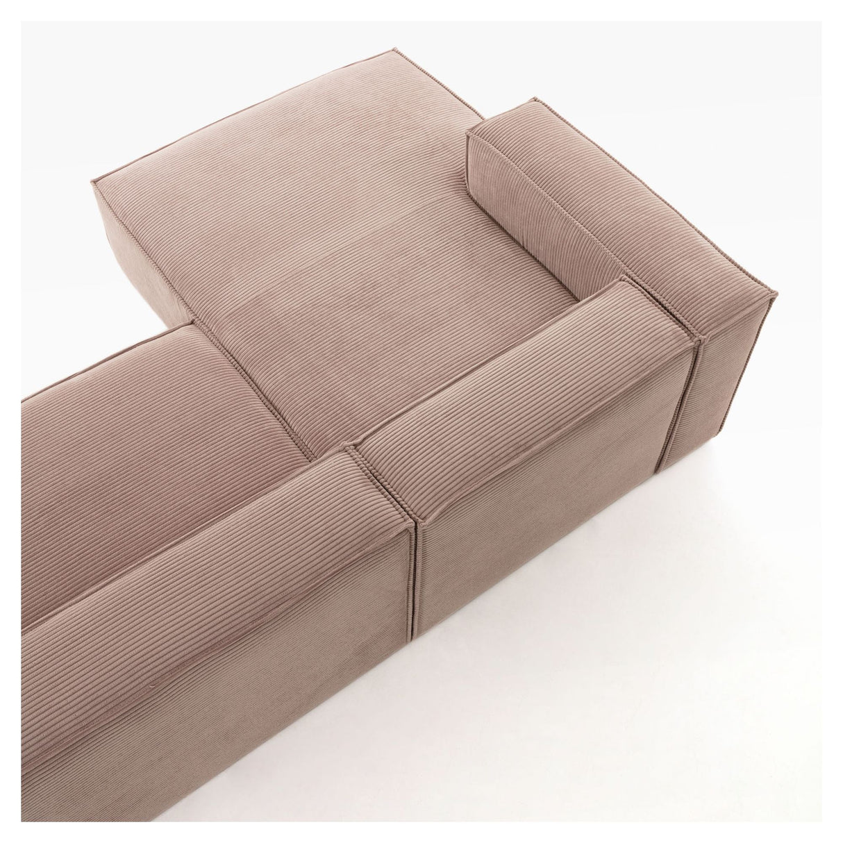 Blok 2 - pers. Sofa m. venstrevendt chaise Rosa Fløjl - UNOLIVING.COM