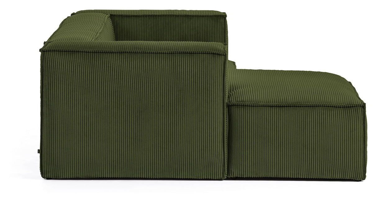 Blok 2 - pers. Sofa m. venstrevendt chaiselong, B240, Grøn fløjl - UNOLIVING.COM