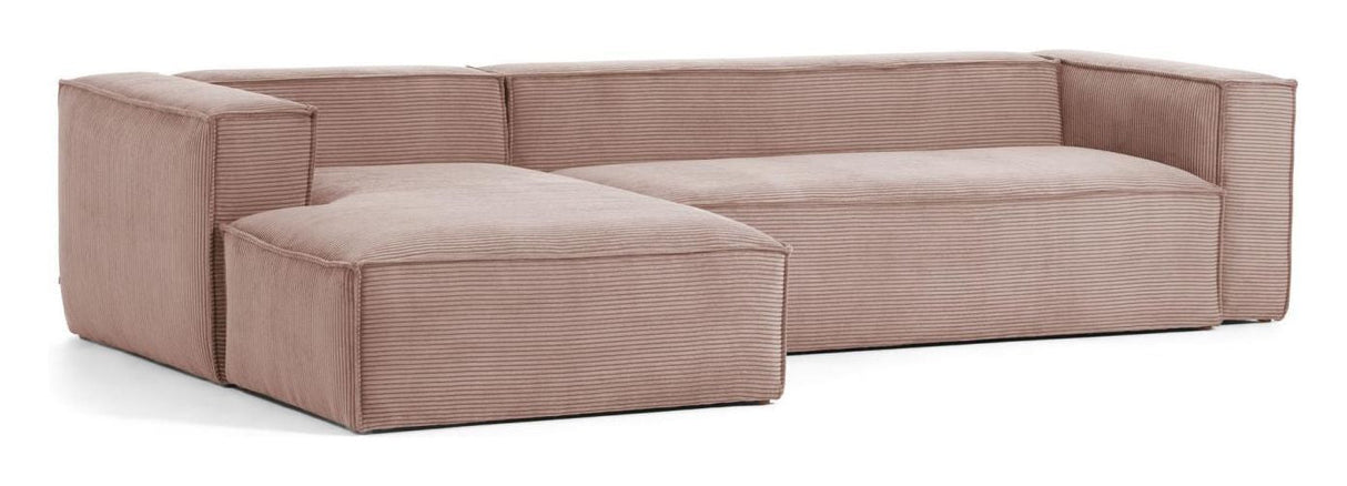 Blok 3 - pers. Sofa m. venstrevendt chaise Rosa Fløjl - UNOLIVING.COM