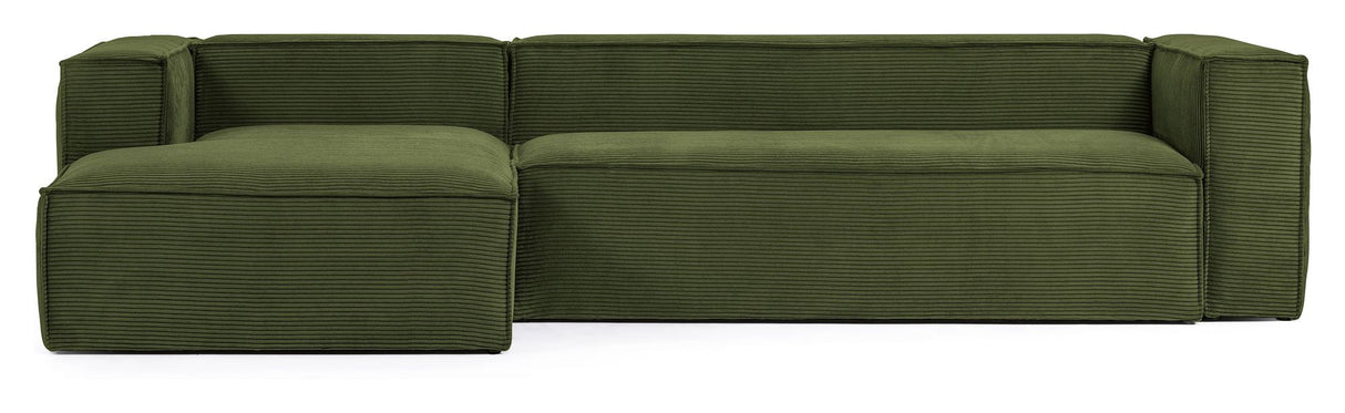 Blok 3 - pers. Sofa m. venstrevendt chaiselong, B330, Grøn fløjl - UNOLIVING.COM