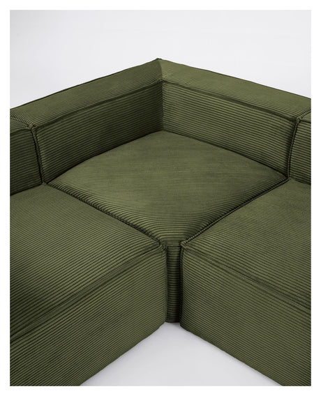 Blok 6 - pers. Hjørnesofa, 320x320, Grøn fløjl - UNOLIVING.COM