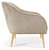 Bobly Loungestol, Beige chenille/Træben - UNOLIVING.COM