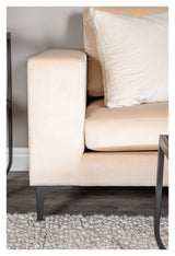 Bolero 3 - pers. Sofa, Beige Velour m. sorte ben - UNOLIVING.COM