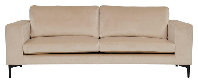 Bolero 3 - pers. Sofa, Beige Velour m. sorte ben - UNOLIVING.COM