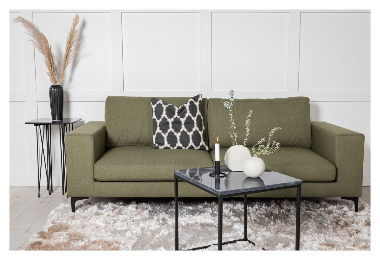 Bolero 3 - pers. Sofa, Dusty Green Stof m. sorte ben - UNOLIVING.COM