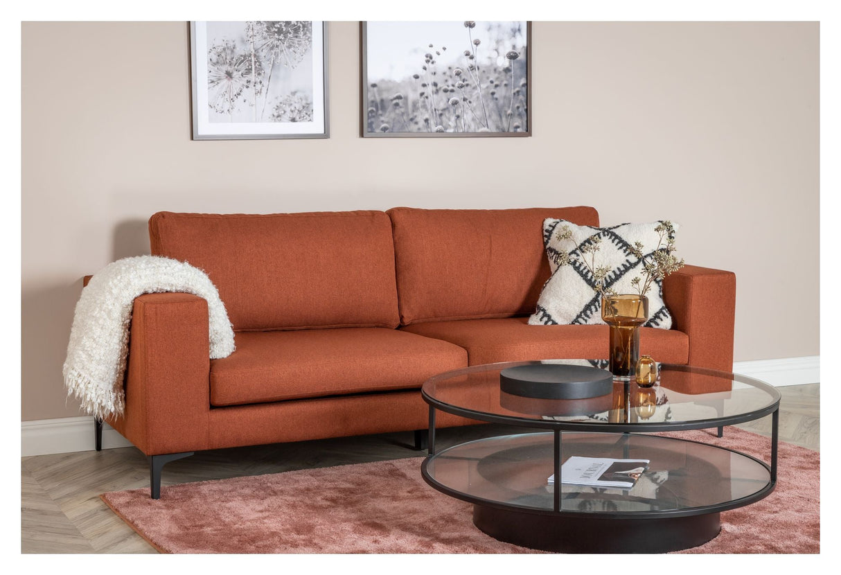 Bolero 3 - pers. Sofa, Rusty Orange Stof m. sorte ben - UNOLIVING.COM