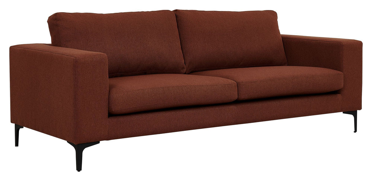 Bolero 3 - pers. Sofa, Rusty Orange Stof m. sorte ben - UNOLIVING.COM