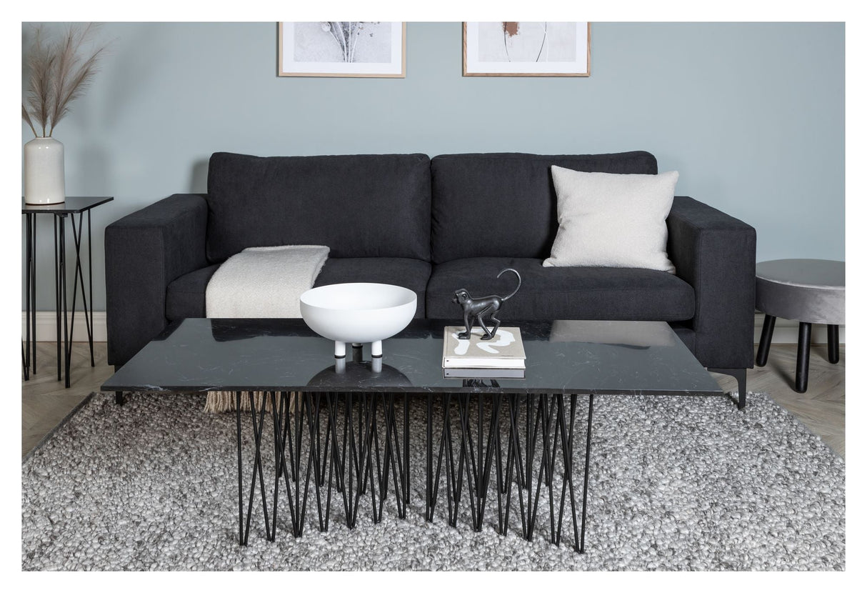 Bolero 3 - pers. Sofa, Sort Stof m. sorte ben - UNOLIVING.COM