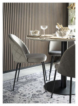 Bolzano Spisebord, Hvid Marmor - look/Sort, Ø110x75 - UNOLIVING.COM