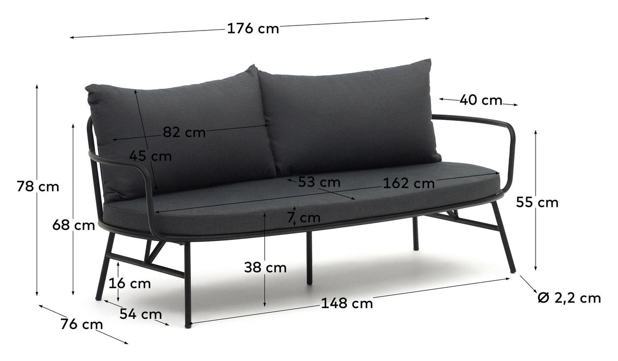 Bramant 2 - pers. Sofa, Sort - UNOLIVING.COM