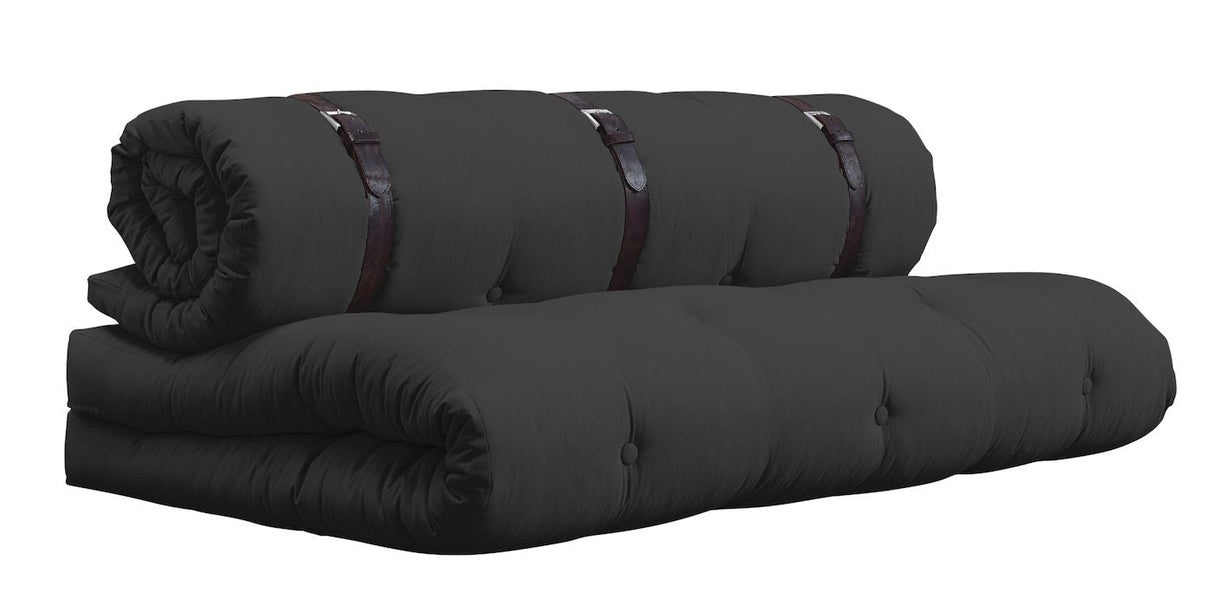 Buckle - Up Futon Sofa, Dark Grey - UNOLIVING.COM